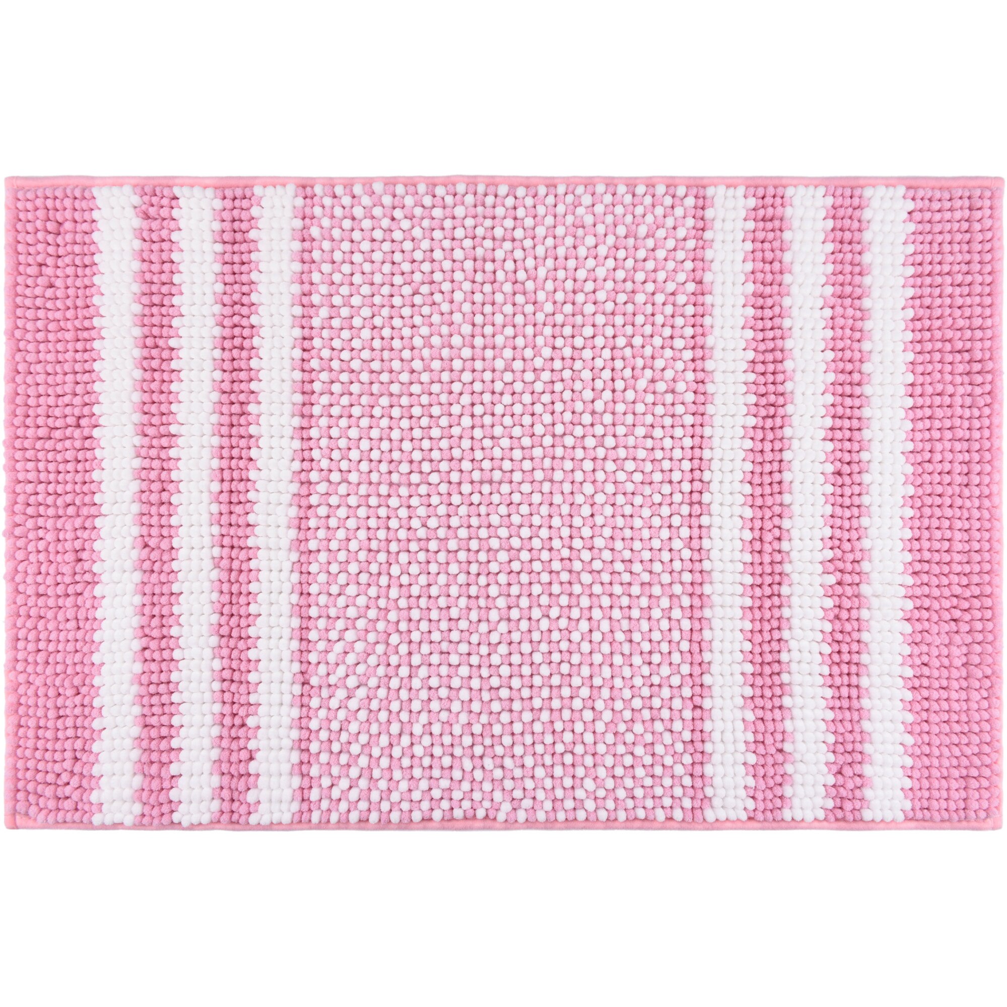 Covoras baie Kring Chenille, 1600 gsm, 50x80 cm, Roz/Alb